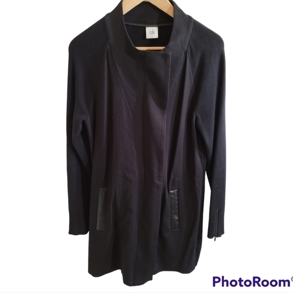Cabi Tailor Ponte Knit Coat Jacke5 Medium Long Line Black Minimalist Staple - Picture 5 of 11